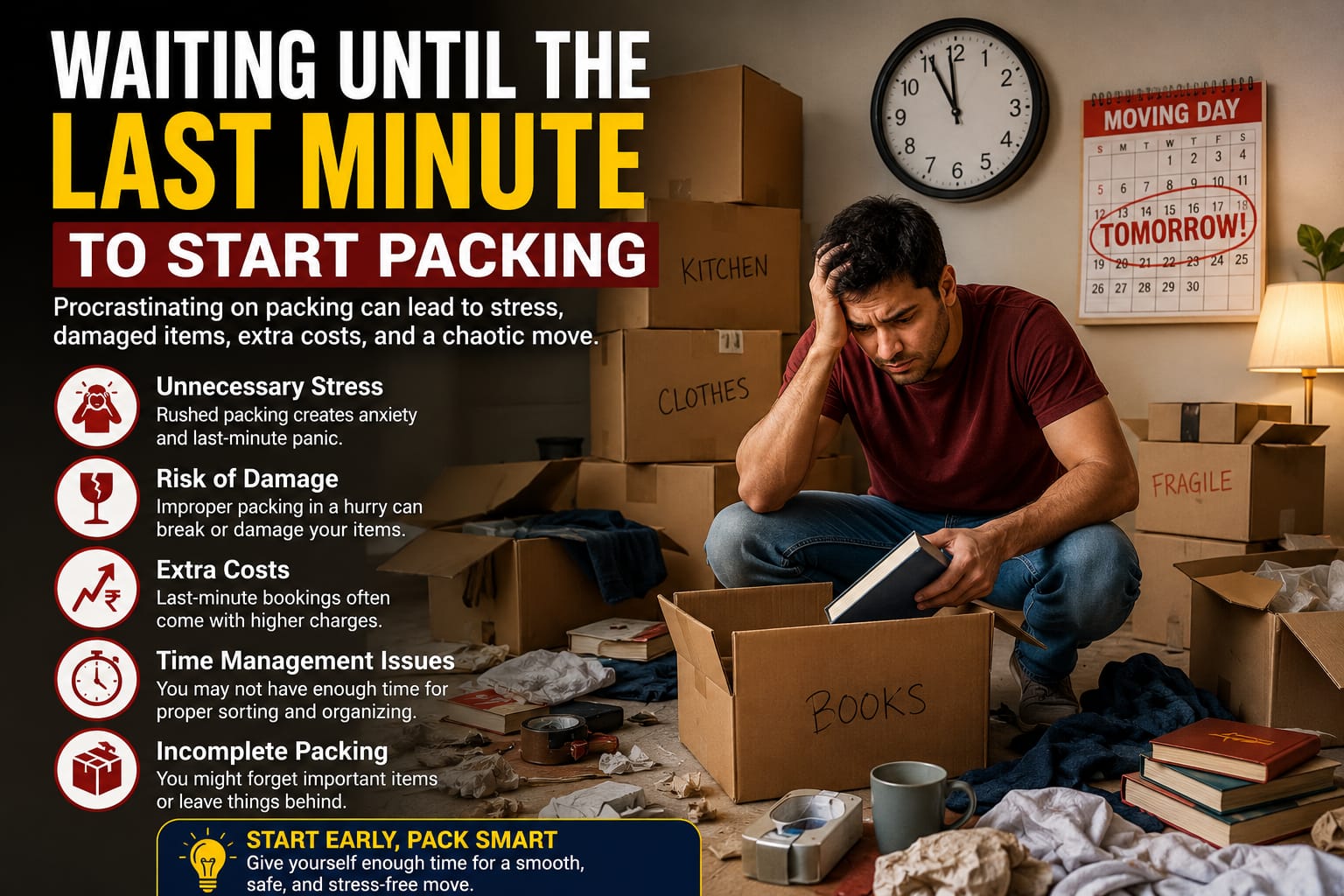 Waiting Until the Last Minute to Start Packing packers and movers in chandigarh