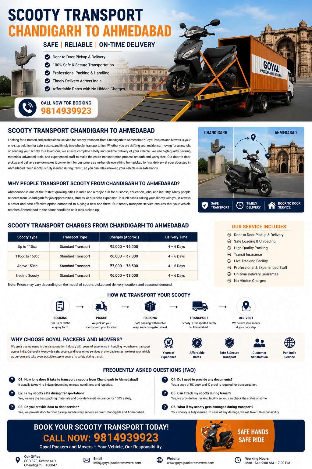 chandigarh scooty transport service