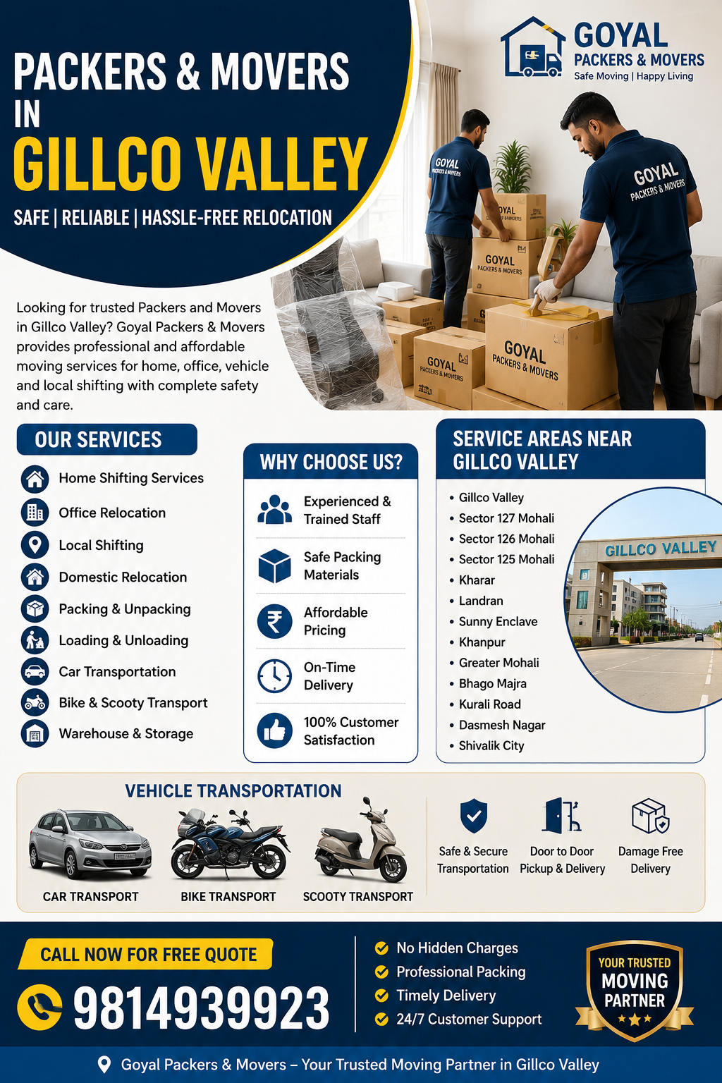 Best Packers and Movers in Gillco Valley Kharar