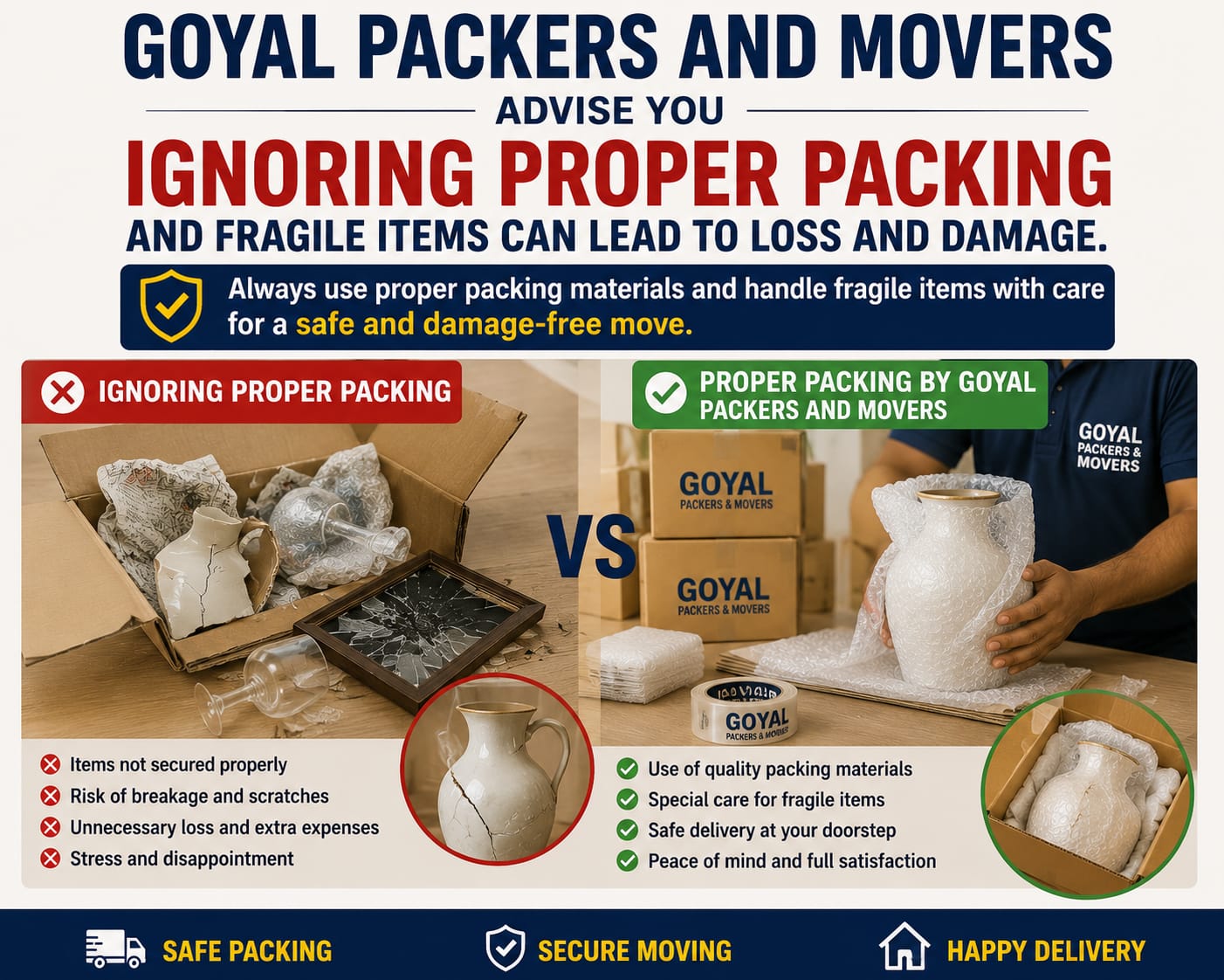 packers and movers in zirakpur Mistake #4 – Ignoring Proper Packing for Fragile Items