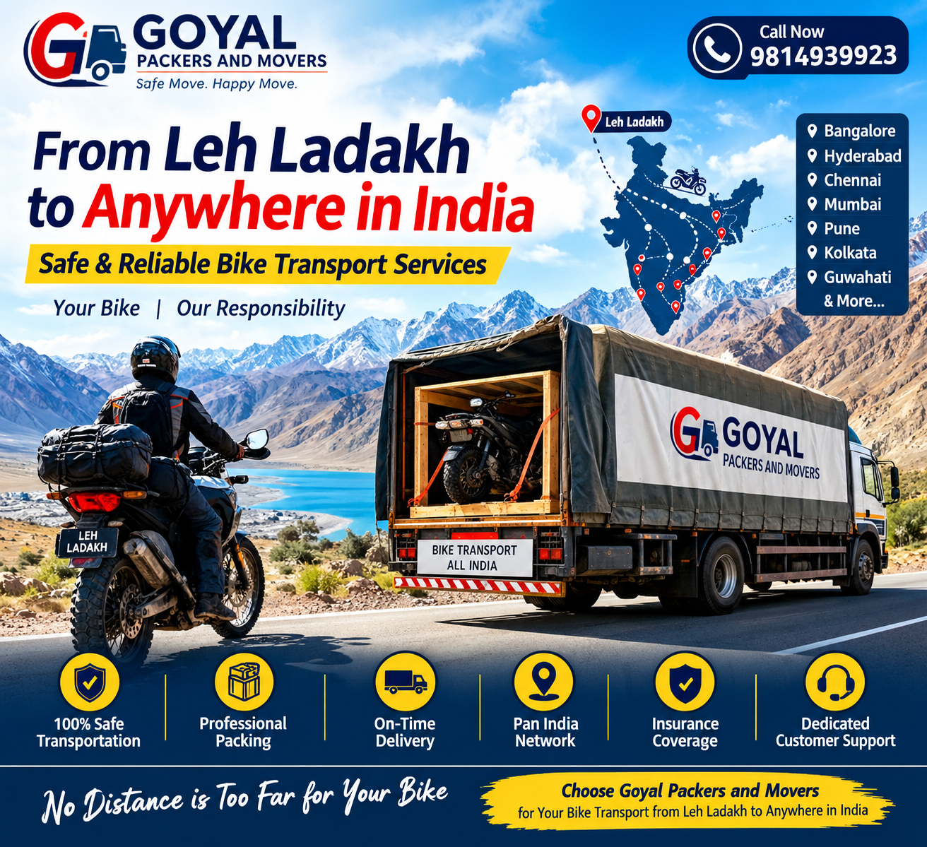 Leh Ladakh Bike Transport for