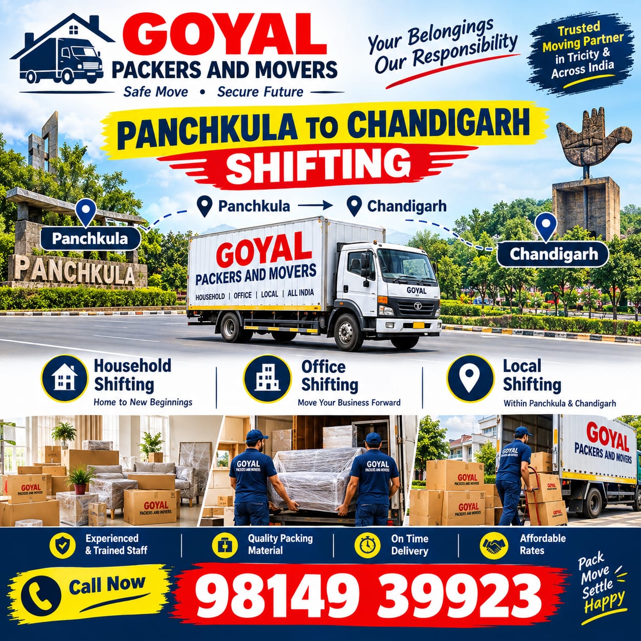 Panchkula to Chandigarh Shifting | Packers and Movers