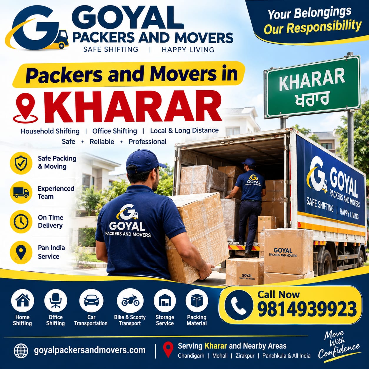 Packers and Movers Kharar to Chandigarh